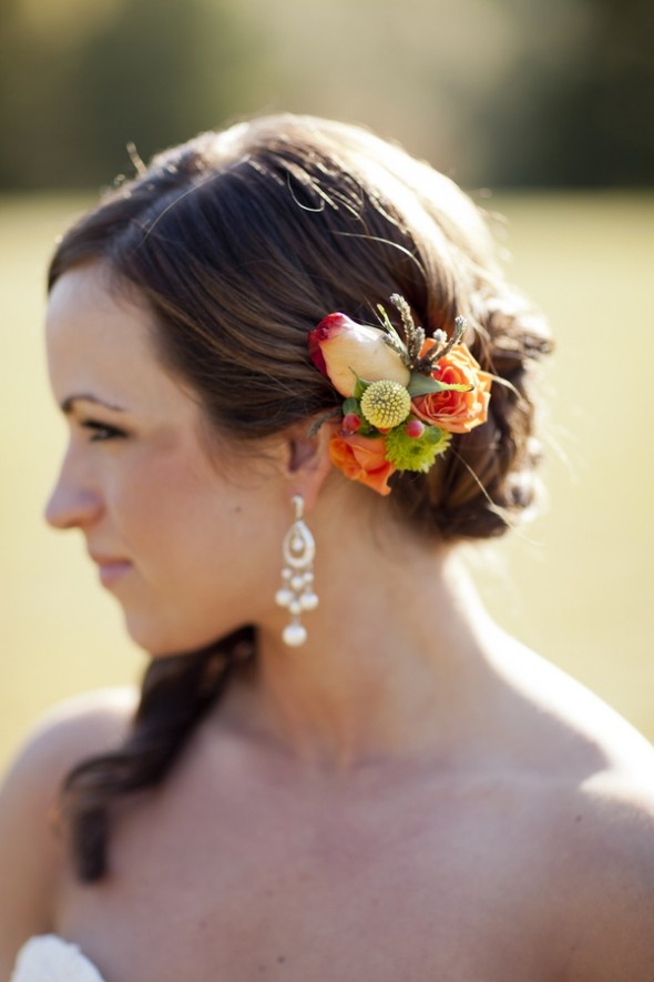 Fall Wedding Hairstyles Fall Flowers in Brides Hair