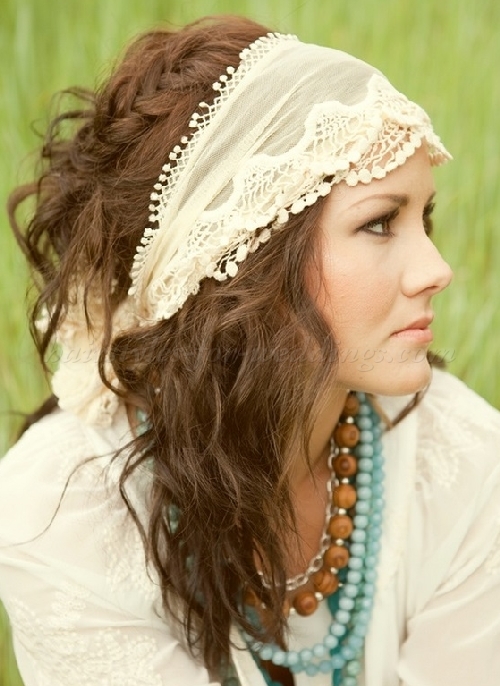Hippie Wedding Hairstyles with headband
