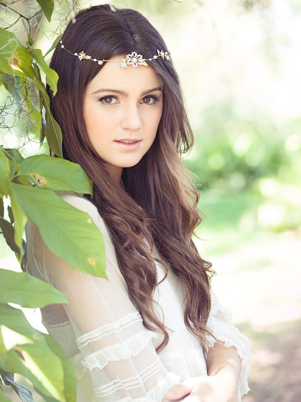 Long and Loose with a Head Piece Wedding Hairstyles