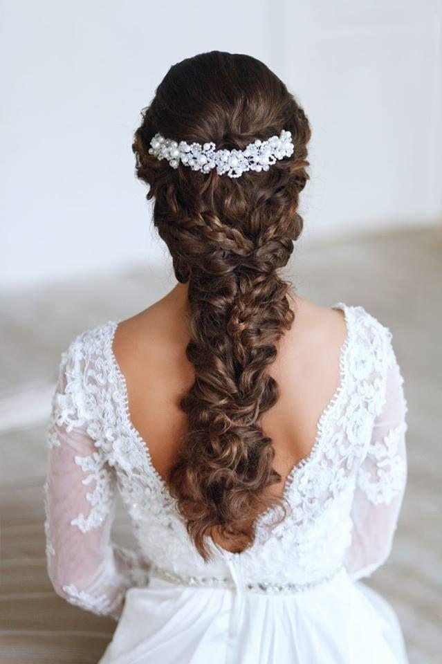 Messy Braid With Curly Hair Wedding Hairstyles with Comb