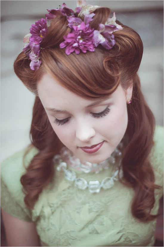 Retro Wedding Hairstyles With Flowers