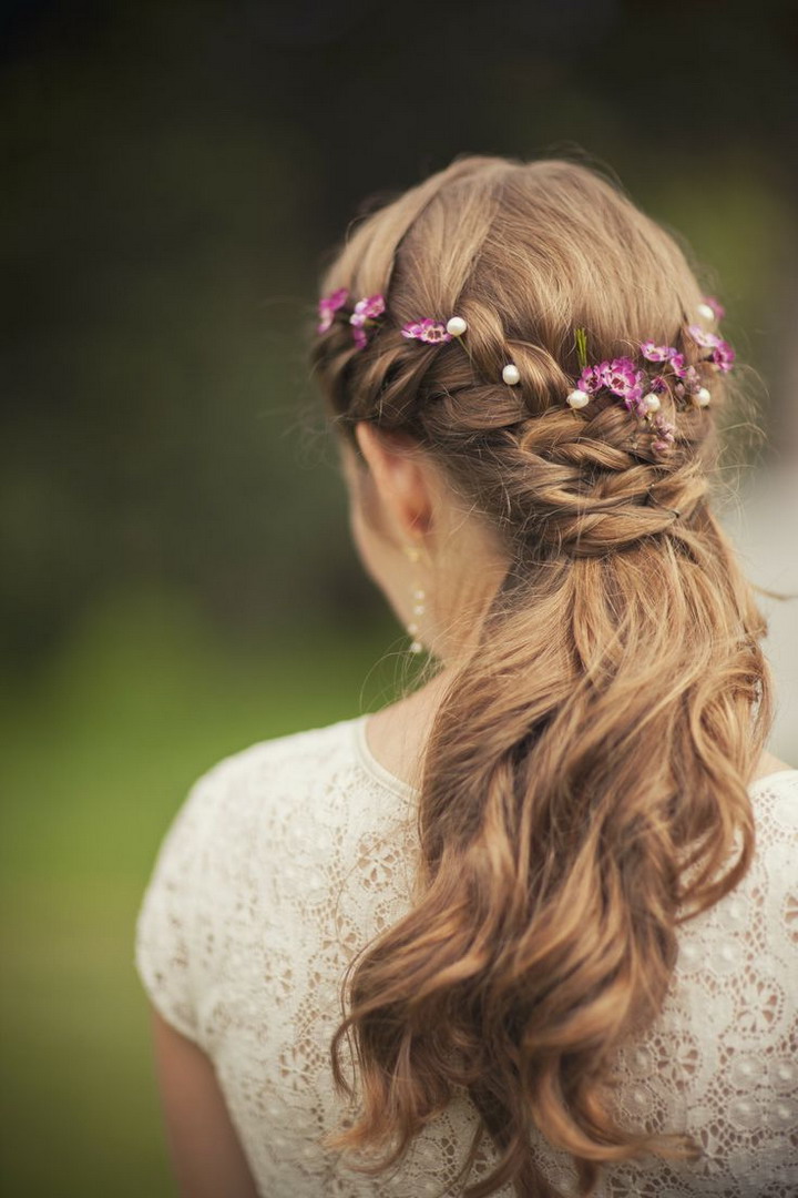 Wedding Hairstyles for Long Hair with Flower Crown