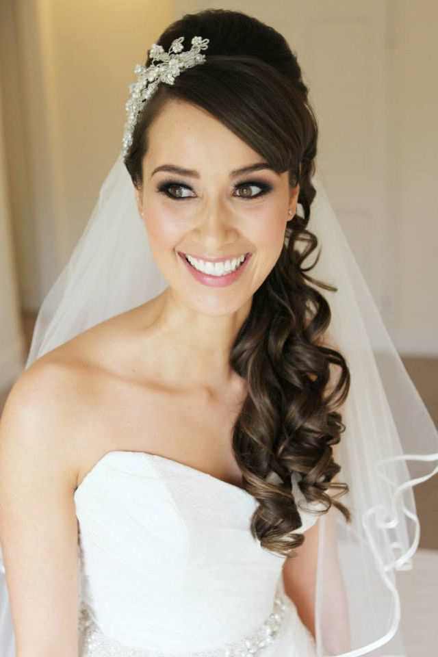 Wedding Hairstyles to The Side with Veil