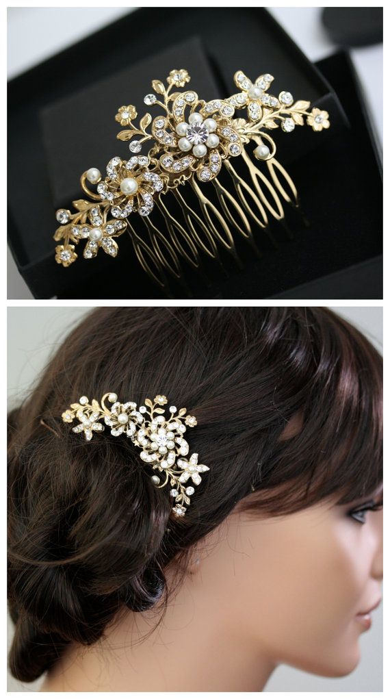 Wedding Hairstyles with Gold Comb