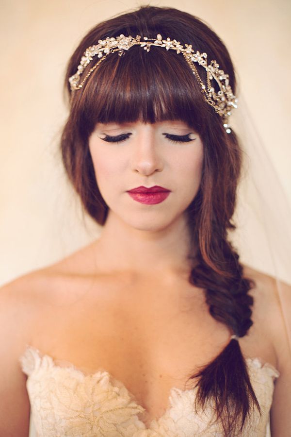 Winter Wedding Hairstyles with Bangs