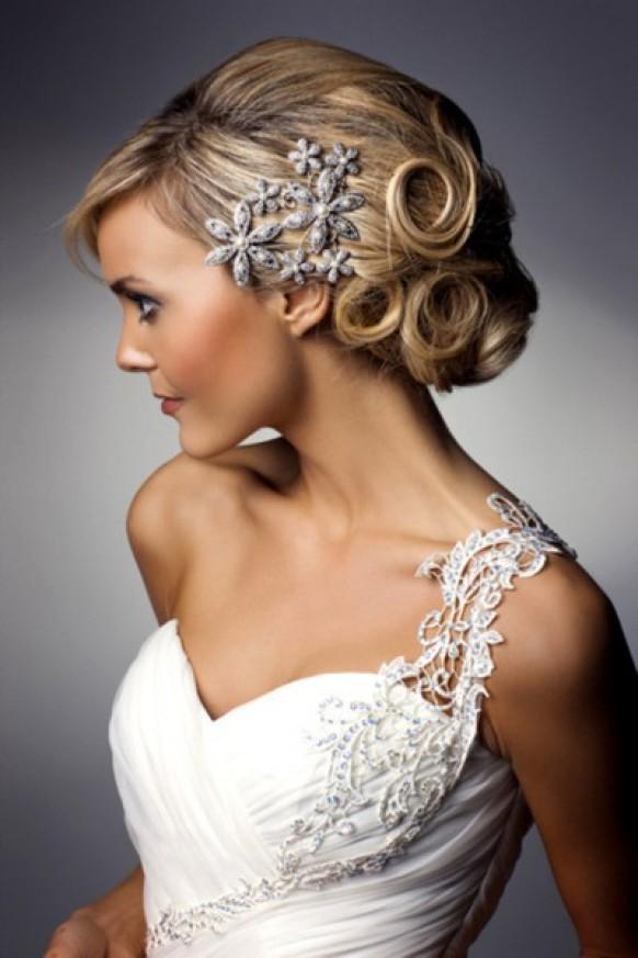 updo wedding hairstyle headpiece