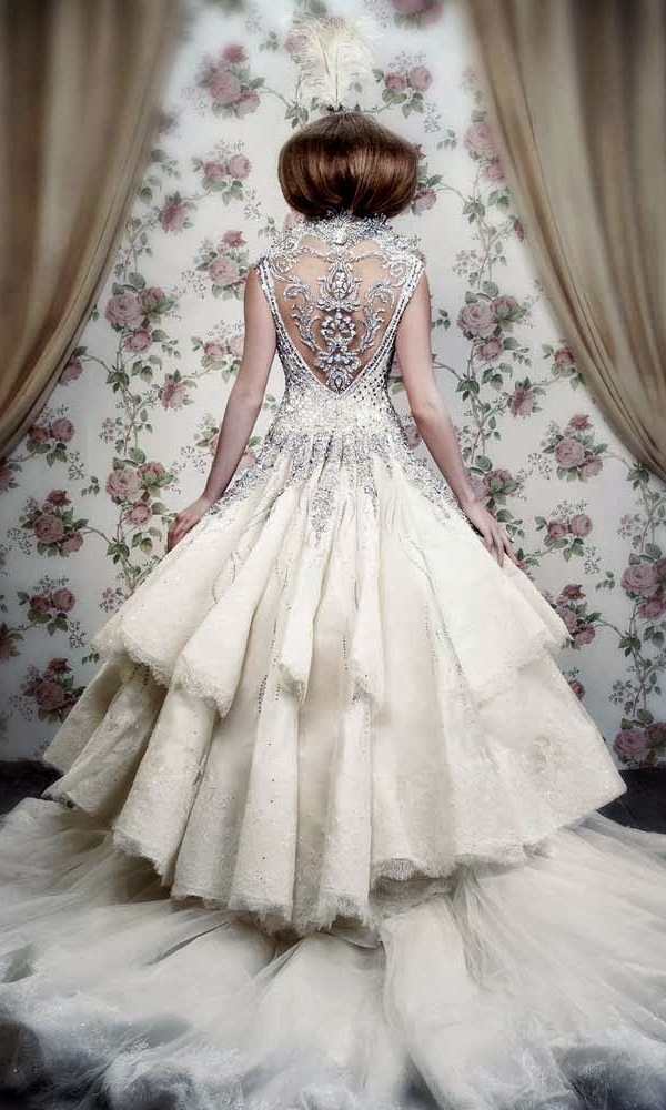 Bling Wedding Dresses with Long Trains