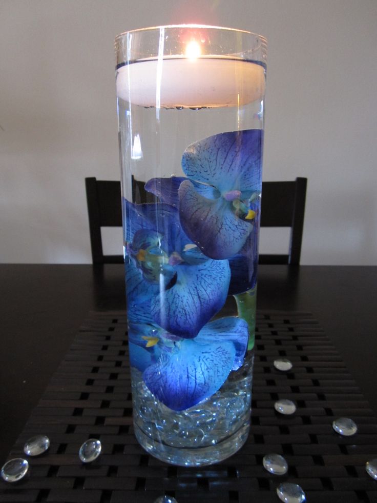 Blue Purple Orchid Floating Candle Wedding Ideas