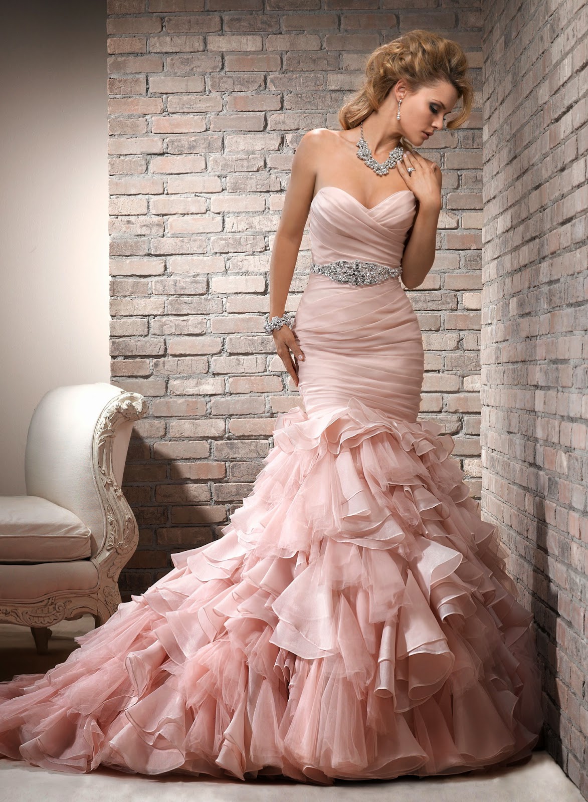 Blush Pink Mermaid Wedding Dress Ideas