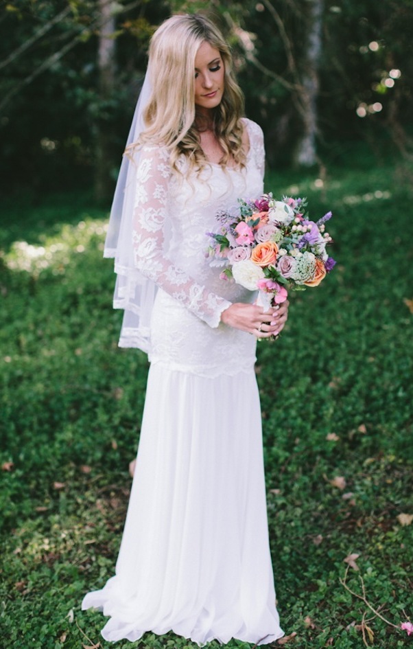 Bohemian Long Sleeve Lace Wedding Dresses