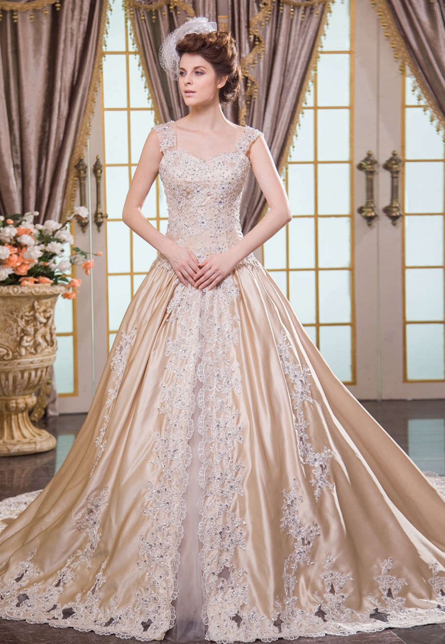 Champagne Wedding Dresses with Sleeves