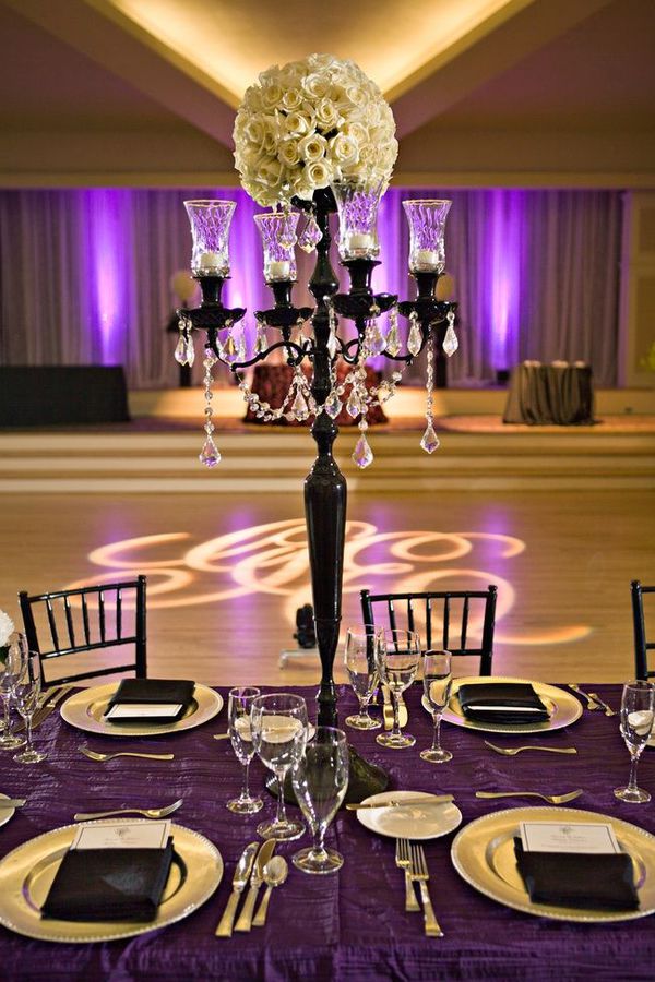 Classy purple and black Halloween wedding decor Ideas