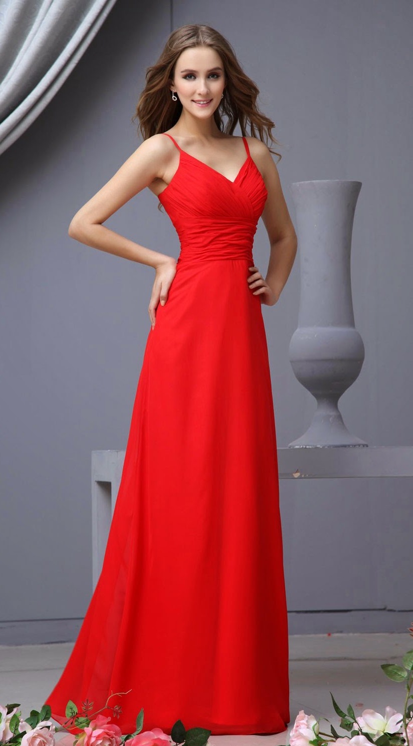 Elegant Red Bridesmaid Dresses with Straps