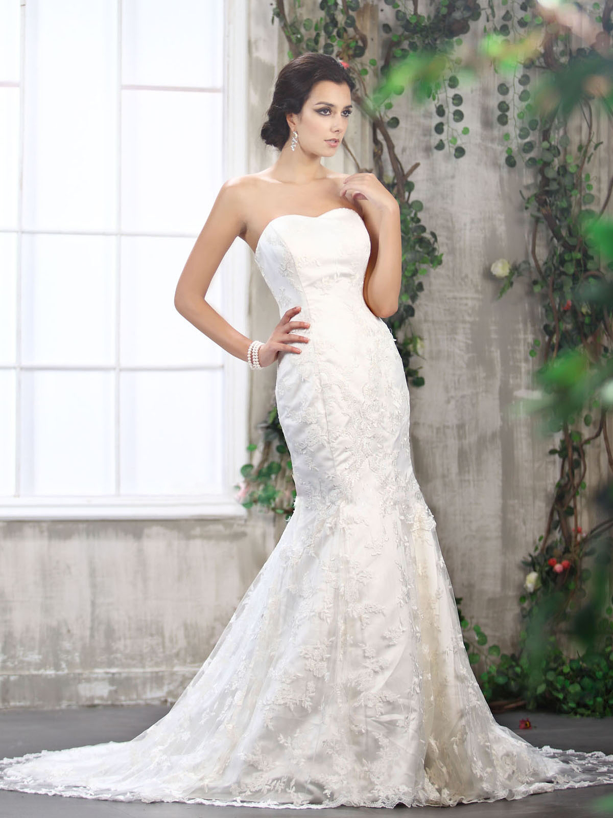 Fabulous Lace Mermaid Sweetheart Floor Length Natural Waist Wedding Dress