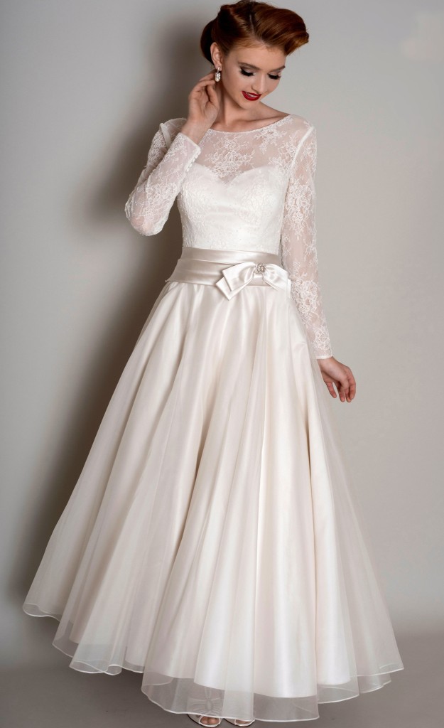 Fifties style tea length wedding dress