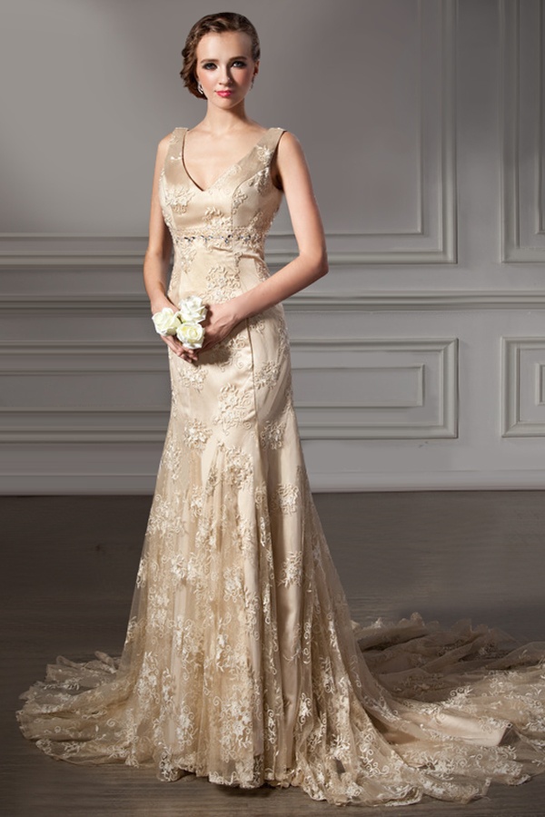 Gold Lace wedding dress