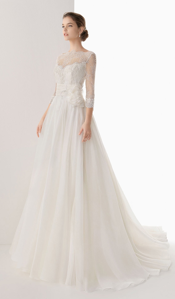 Lace Long Sleeve Sweetheart A-Line Wedding Dress