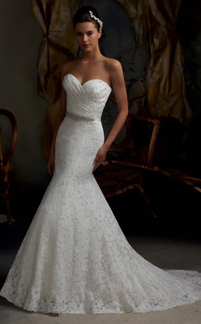 Lace Mermaid Wedding Dresses with Bling