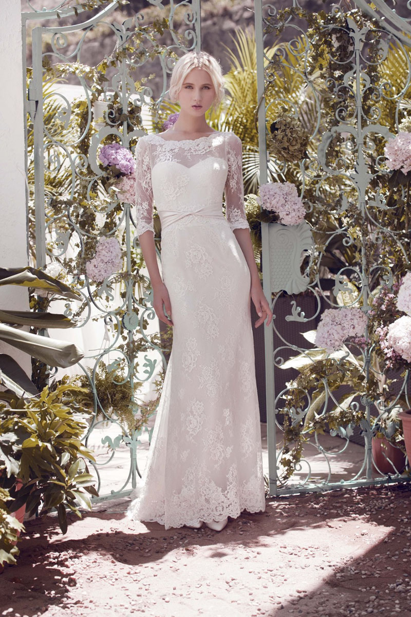 Lace and Satin Wedding Dresses with Sleeves