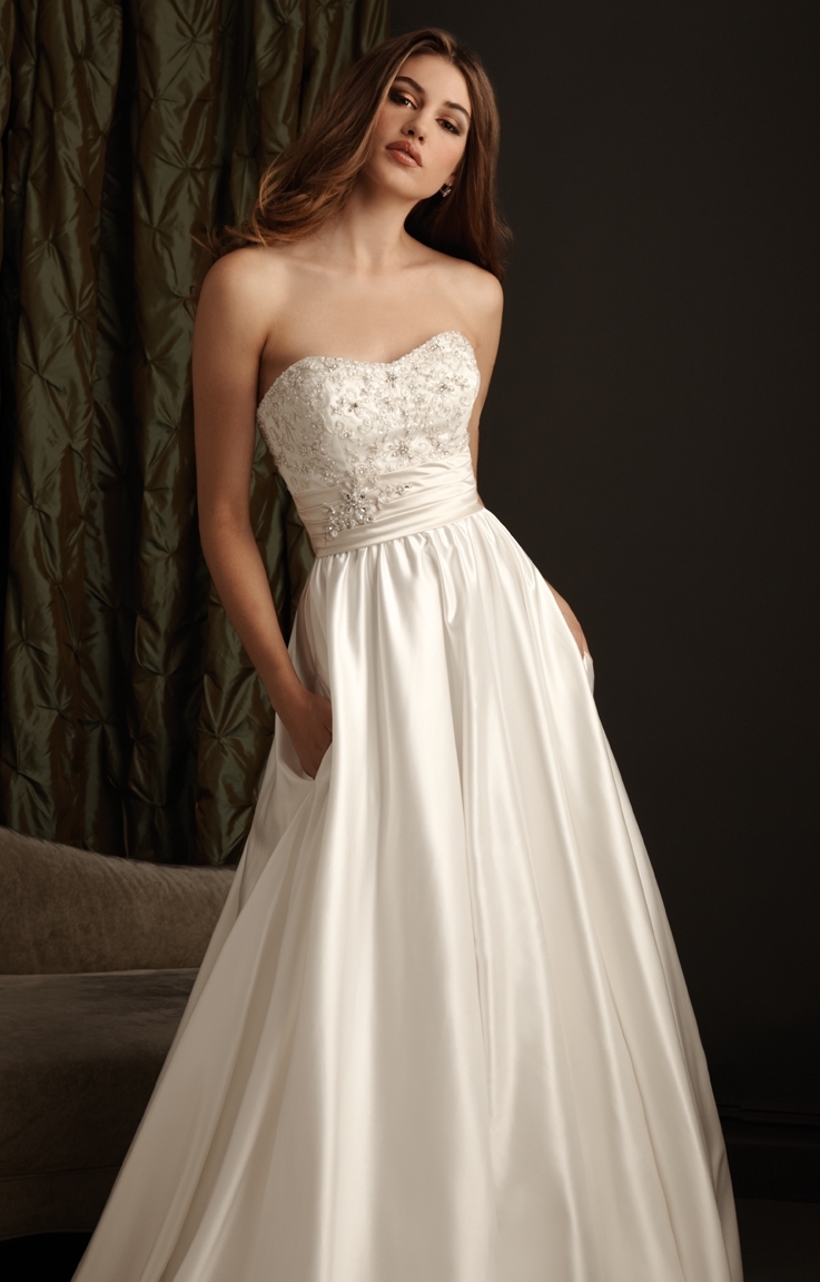 Little Sweetheart Ruched Beaded Satin Bridal Gown