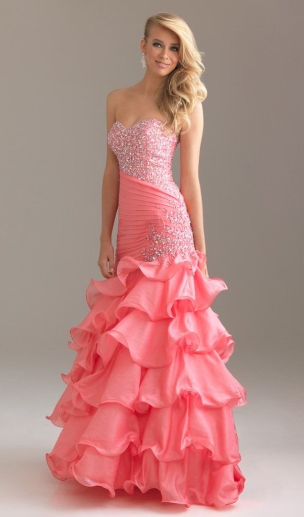Long Pink Prom Dresses Mermaid