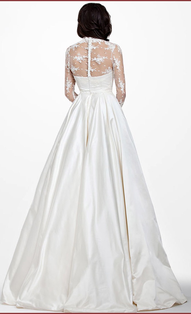 Long Sleeve Ivory Lace Wedding Dresses