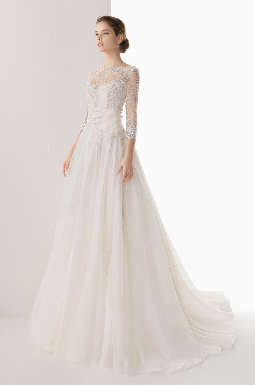 Long a Line Wedding Dresses with Sleeves