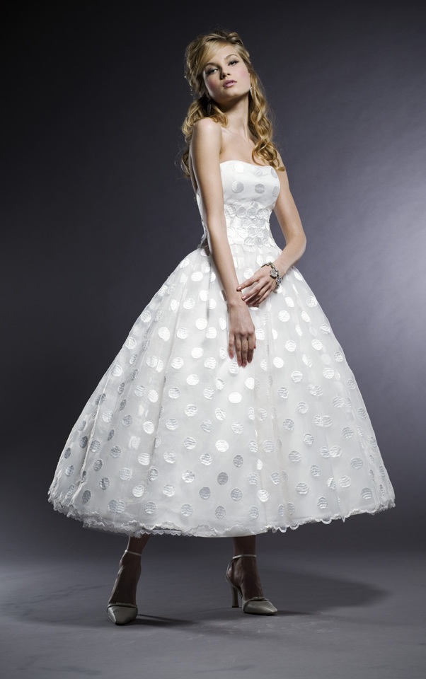Polka Dot Tea Length Wedding Dresses
