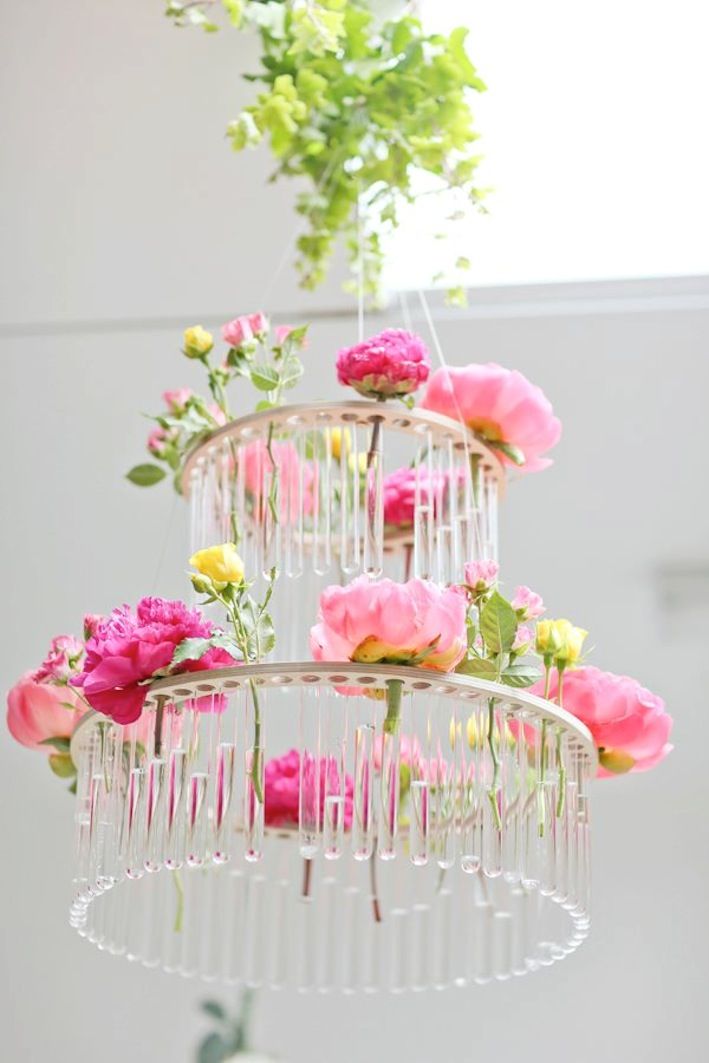 Spring Wedding Inspiration Floral Chandelier