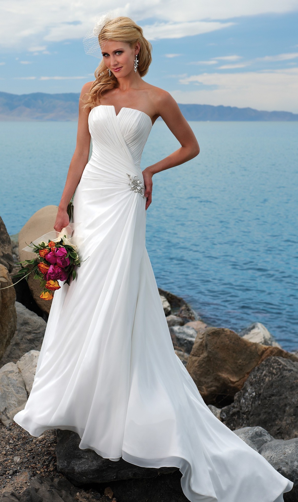 Strapless Beach Big Wedding Dresses
