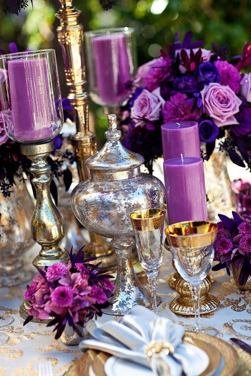 Trendy Purple Wedding Table Decoration Ideas