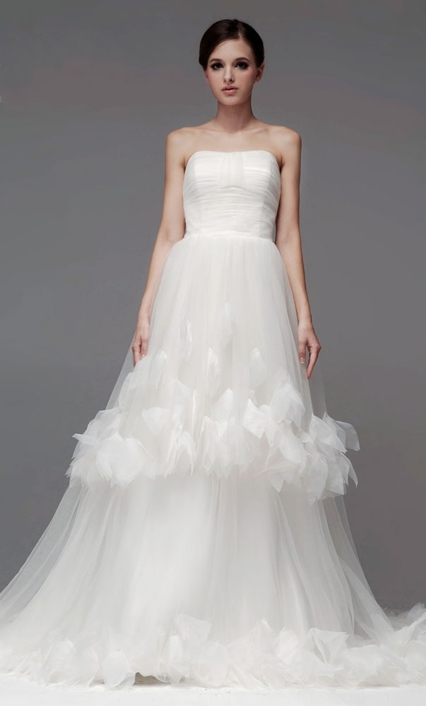Tulle Strapless a Line Wedding Dresses