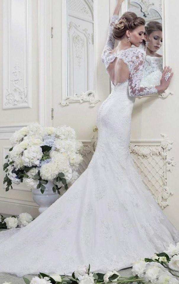 White Long Sleeve Encaje Wedding Dresses
