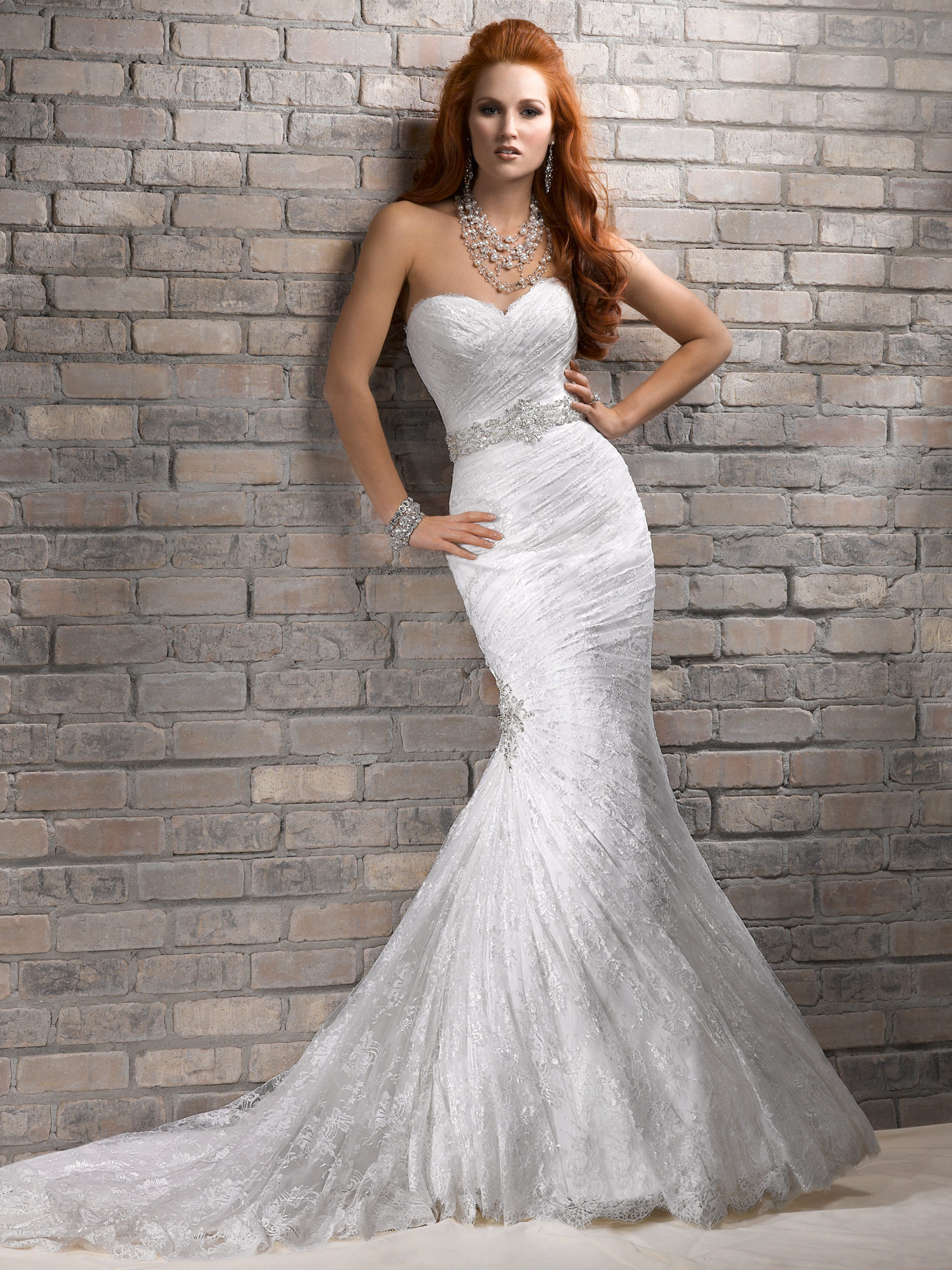 White Strapless Mermaid Wedding Dress