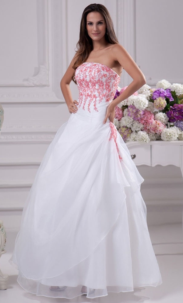 White Wedding Dresses with Pink