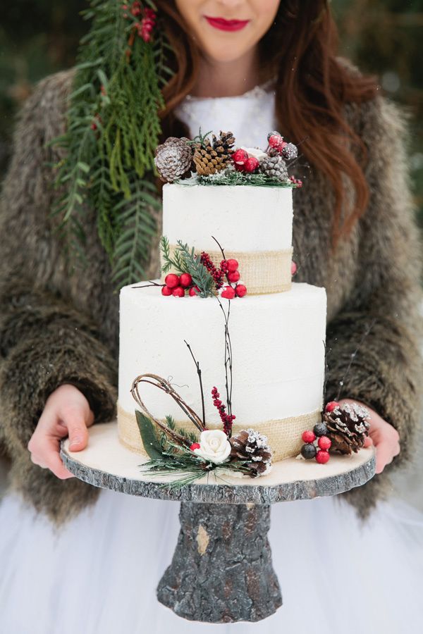 christmas woodland inspired winter wedding cakes Ideas