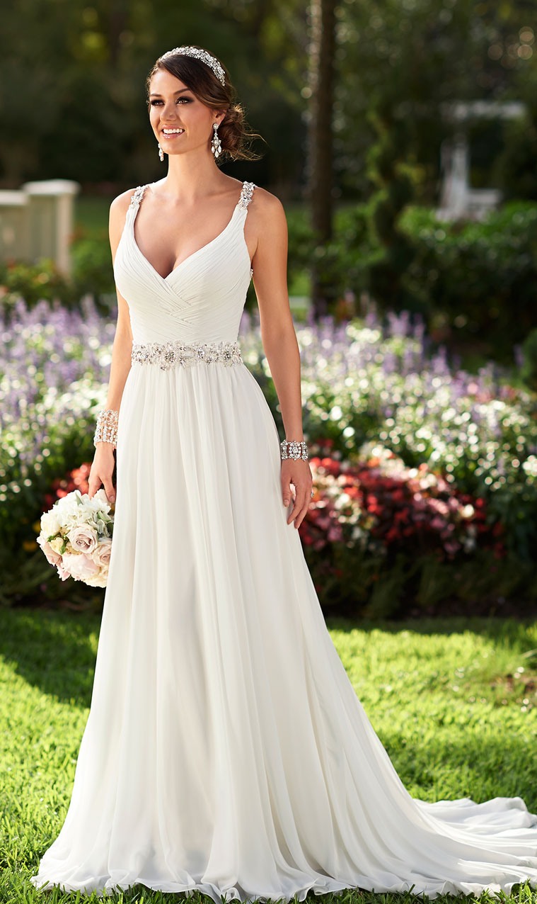 sheath shoulder straps Wedding Dresses