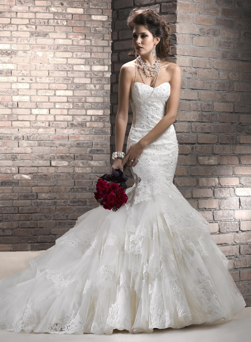 strapless mermaid wedding dresses with necklaces