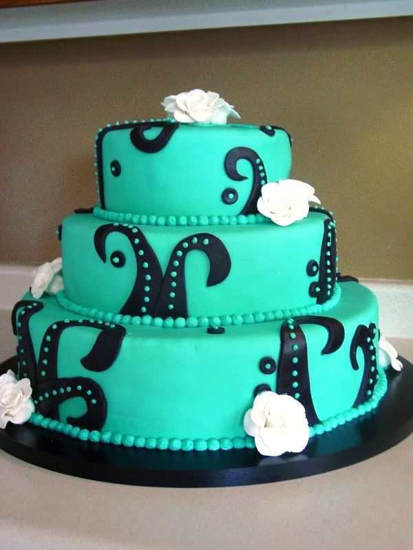 Black and Teal Wedding Cake Decorations