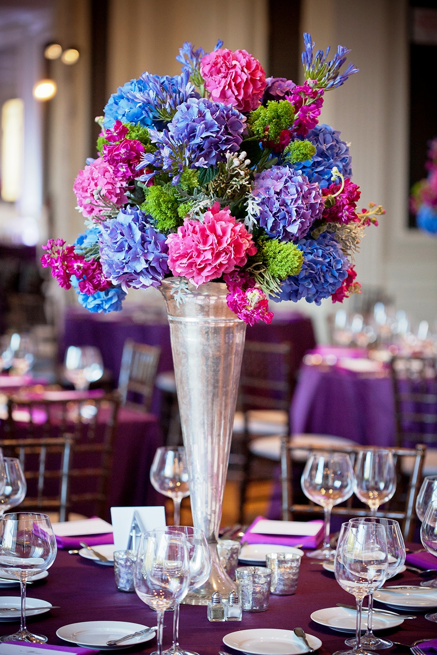 Blue and Purple Wedding Centerpiece Decorations Ideas