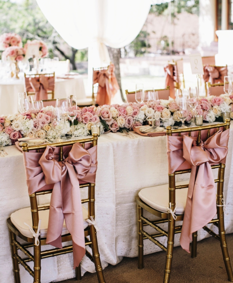 Blush Pink Wedding Chair Decorating Idea