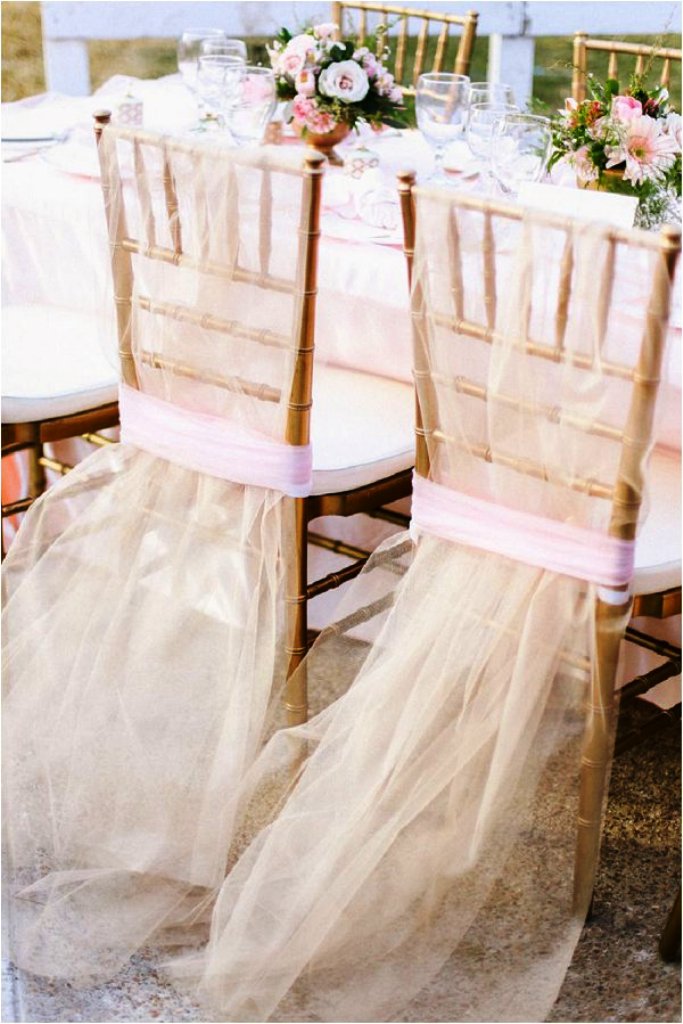 Blush wedding chair decorations
