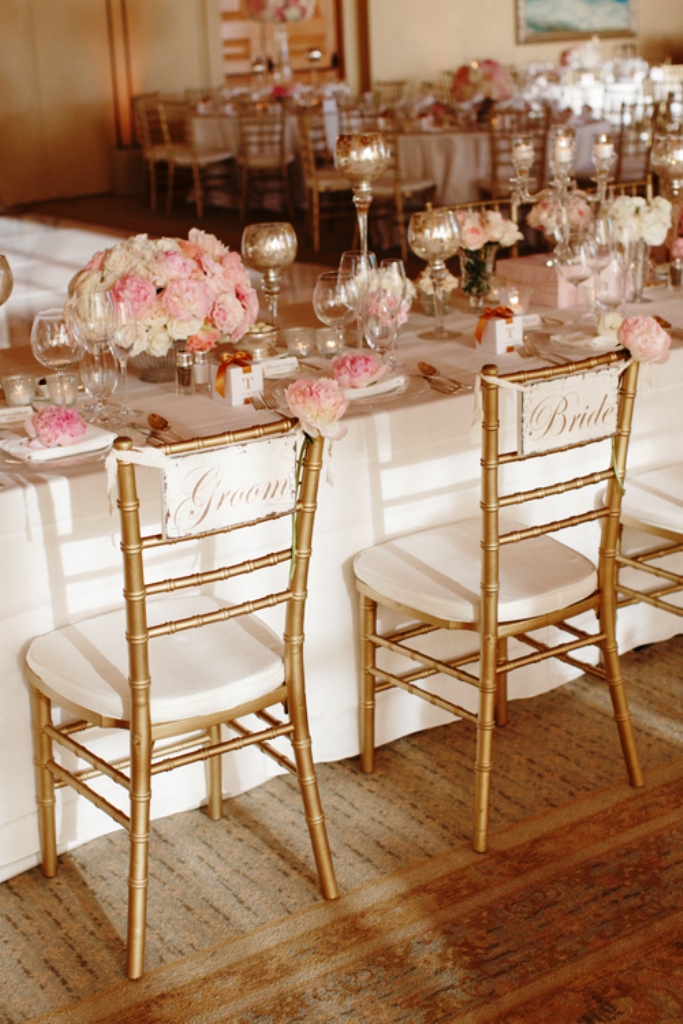 Bride and Groom Chairs Blush Wedding Decorations