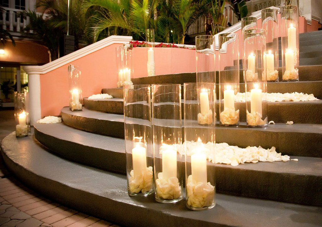 Candles Rose Petals Wedding Decorations
