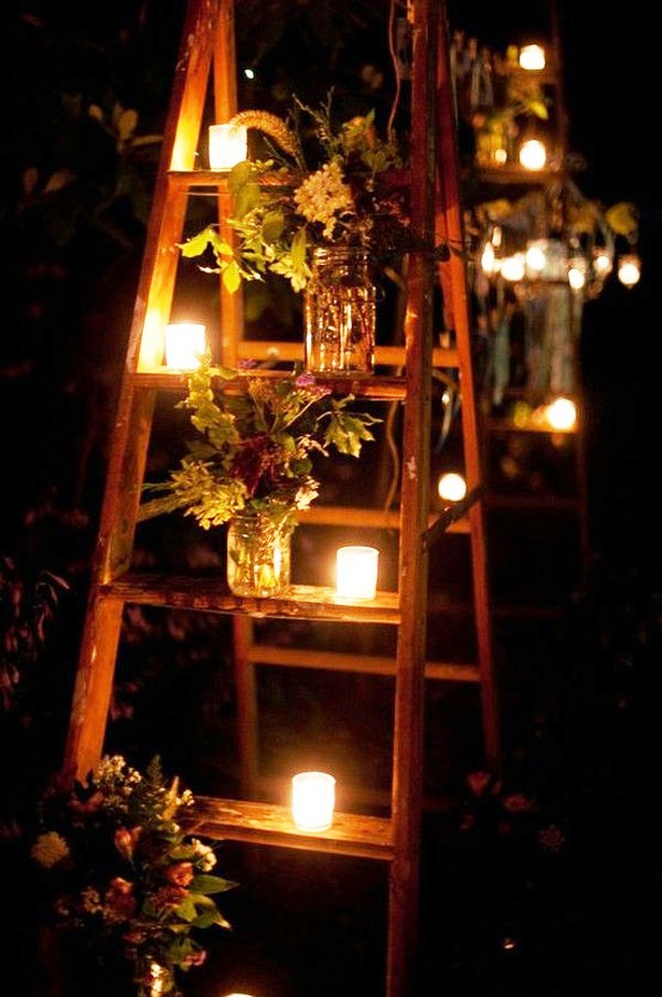 Candles with Old Ladders Wedding Lights Decorations