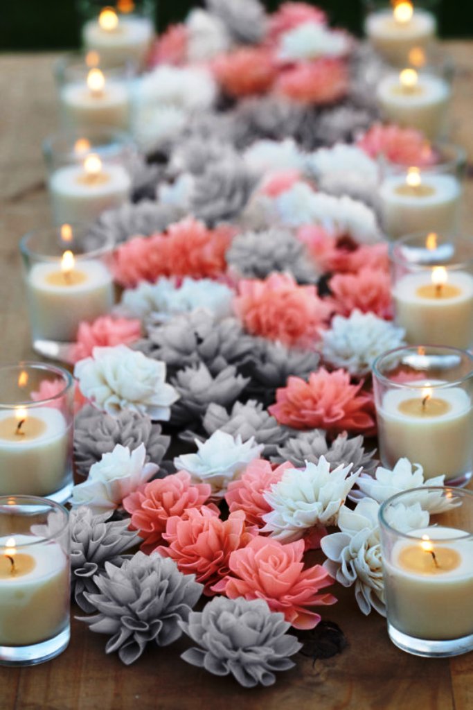 Coral and Grey Wedding Decorations