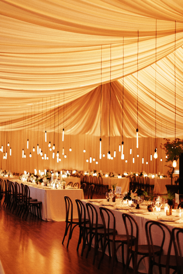 Elegant Wedding Reception with Lights