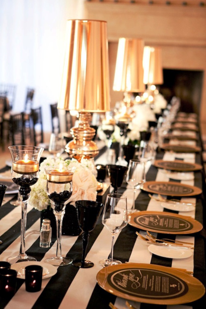Gold and Black Wedding Table Decorations