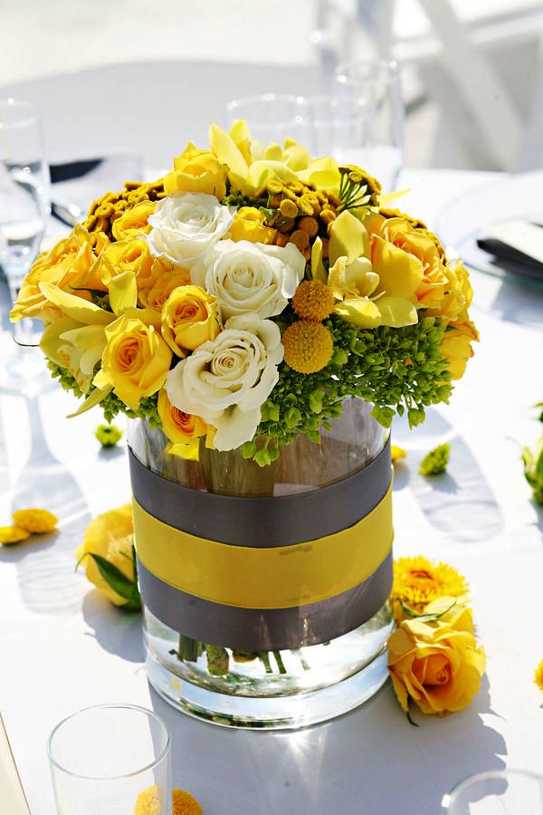 Gray and Yellow Wedding Flowers Decorations