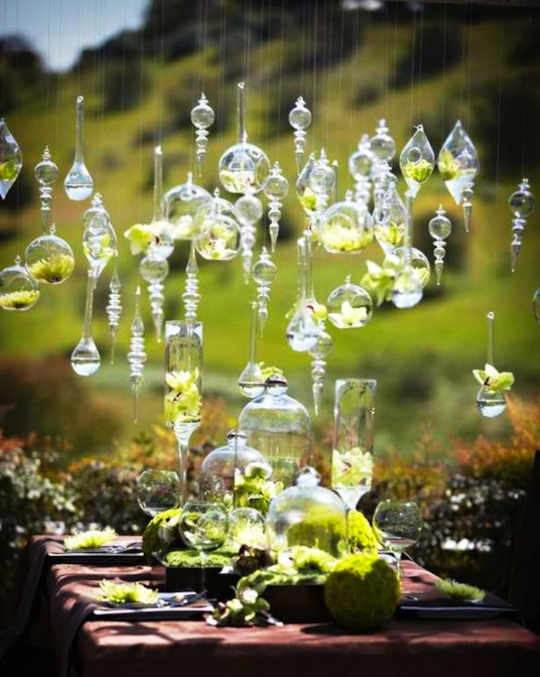 Hanging Glass Wedding Decorations Ideas
